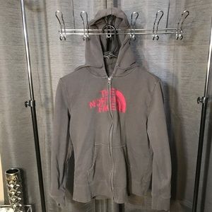 Gray North Face Zip Hoodie